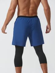 Men's Double Layer Capris With Pockets High Stretch Drawstring