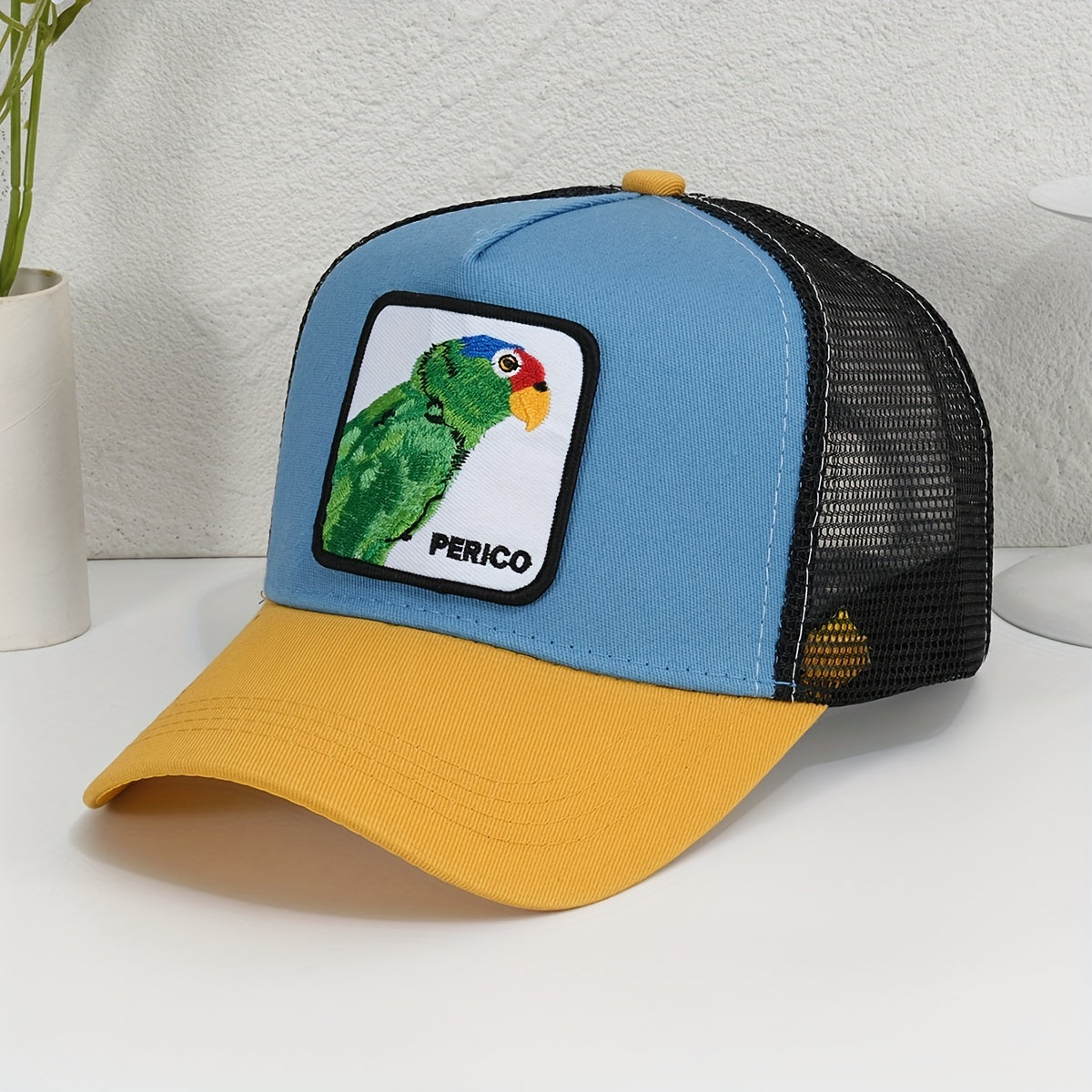 Parrot Patch Baseball Cap Mesh Trucker Hat Adjustable Sunshade Dad Hat