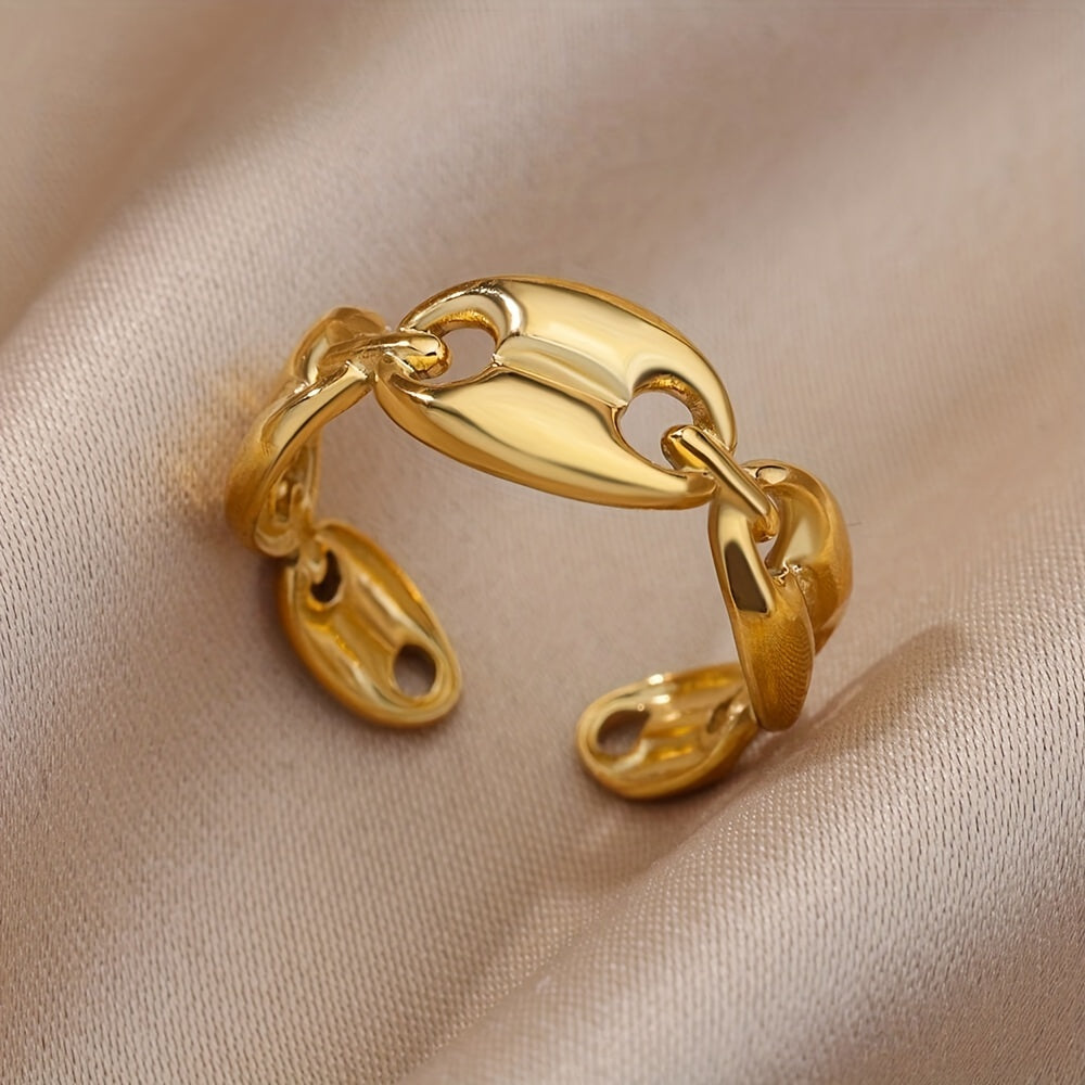 Normcore U To U Golden Cuff Ring 18k Plated Stainless Steel