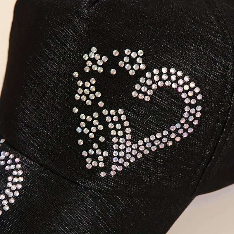 Rhinestone Heart Baseball Cap Sun Hat Lightweight Golf Dad Hats For Women