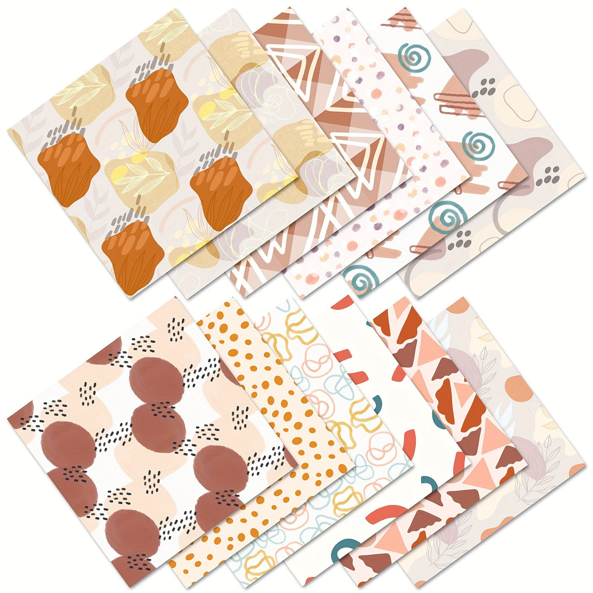 12pcs Bohemian Series Brochure Material Paper, DIY Photo Album Scrapbook Paper