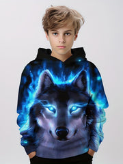 Wolf 3D Print Boys Hooded Sweatshirt Spring Fall Kids Hoodie Tops