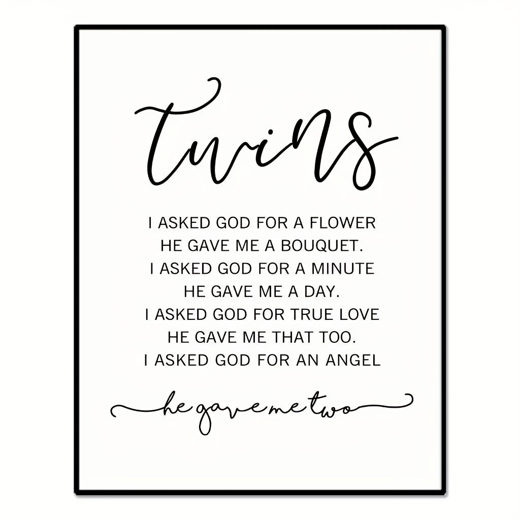 Twin Baby Girl/Boy Nursery Wall Decor 20x25 Unframed