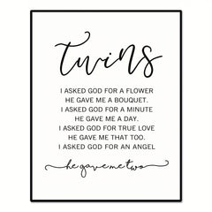 Twin Baby Girl/Boy Nursery Wall Decor 20x25 Unframed