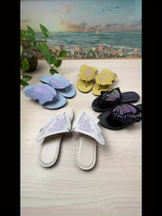 Girls Butterfly Flip Flops Lightweight Slippers for Beach Vacation