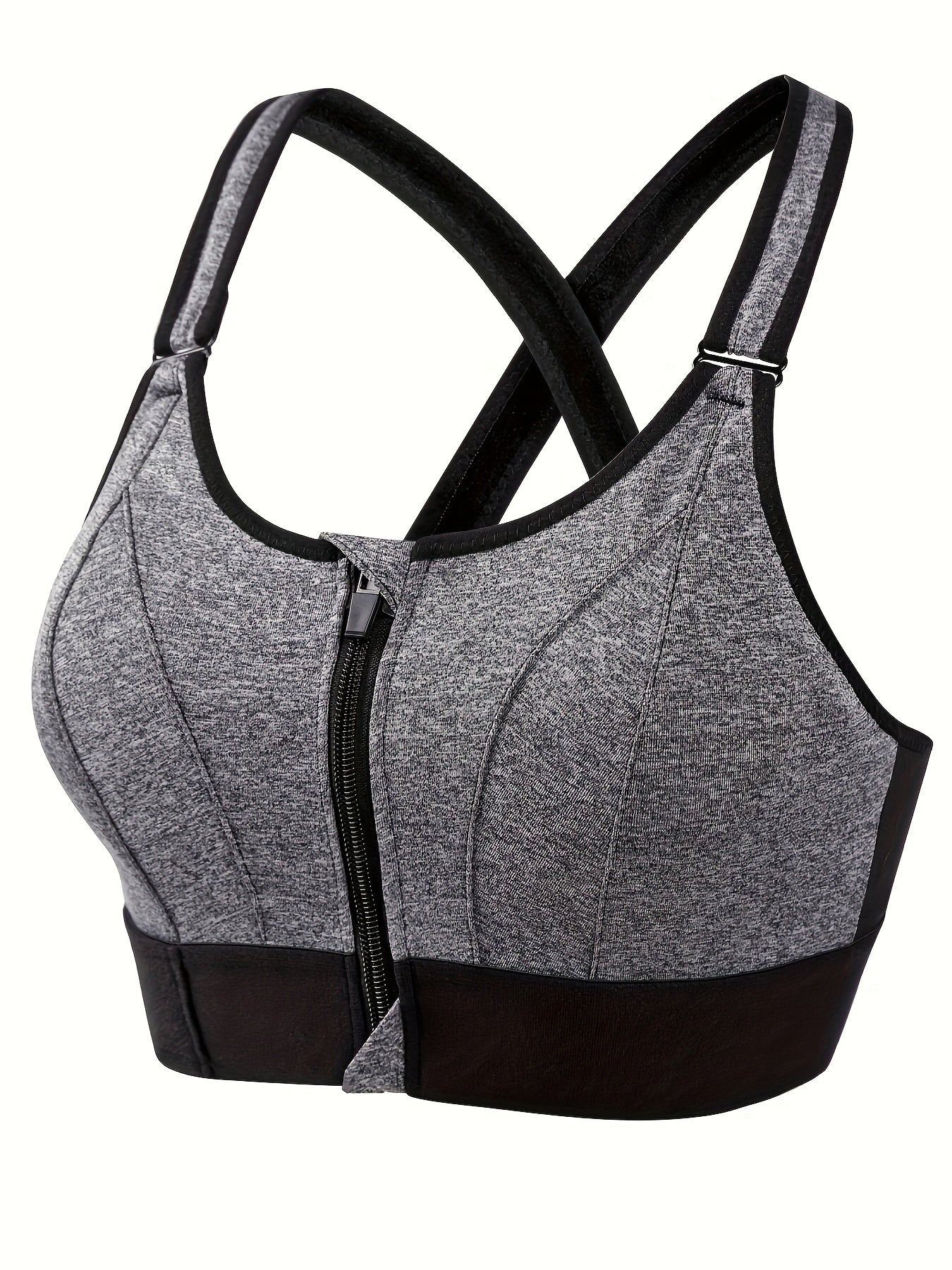 Women's Zipper Sports Bra Shockproof Yoga Top