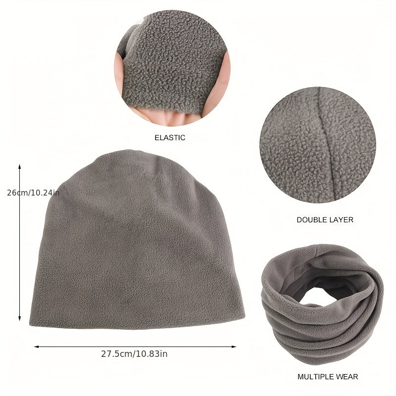 Soft Polar Fleece Pullover Hat with Neck Cover for Winter
