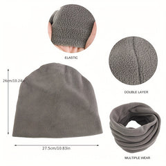 Soft Polar Fleece Pullover Hat with Neck Cover for Winter