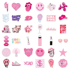 102pcs Preppy Vinyl Sticker Party Supplies Waterproof Stickers Pink Party