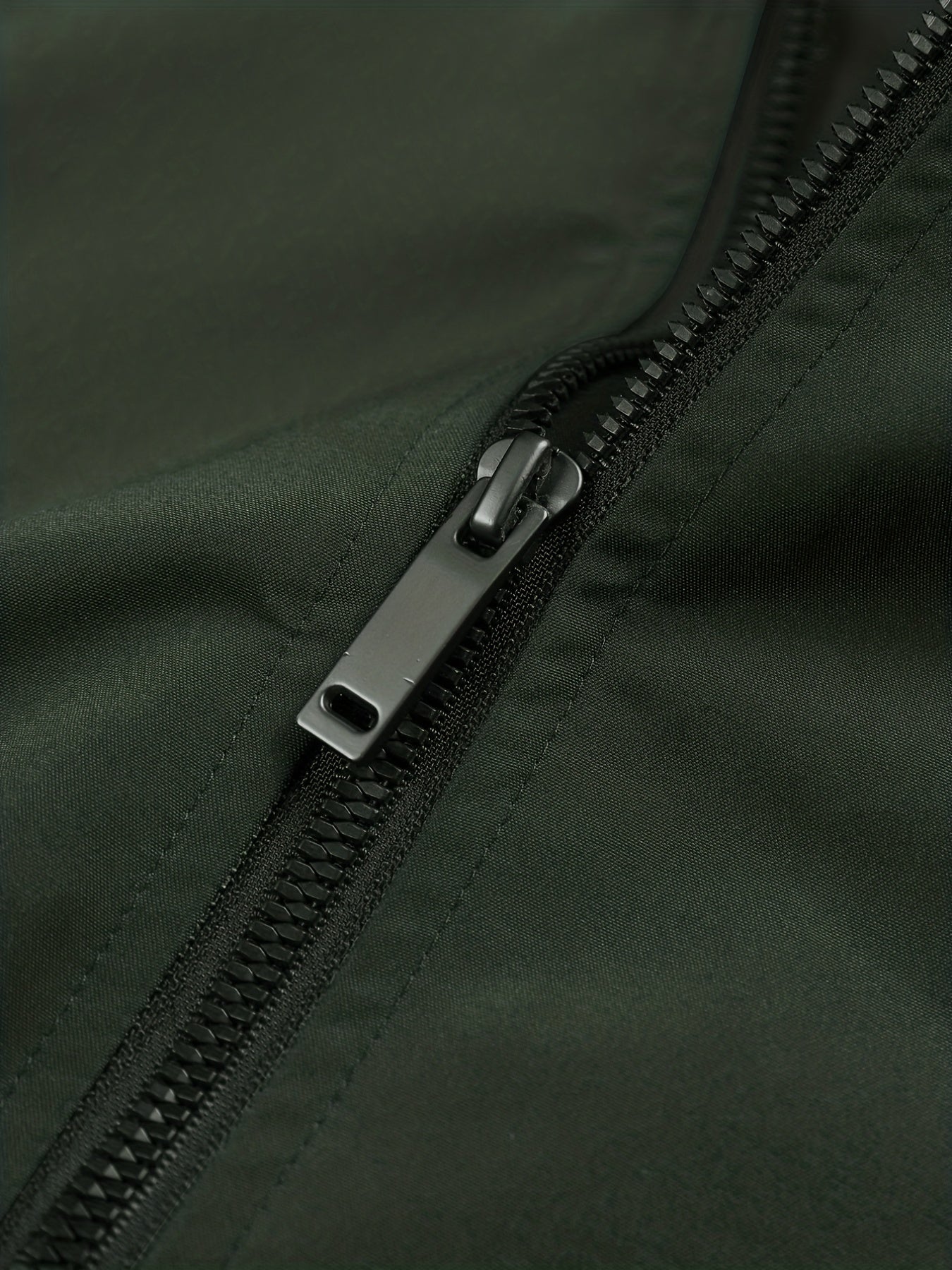 Men's Solid Stand Collar Zip Up Jacket for Spring Fall