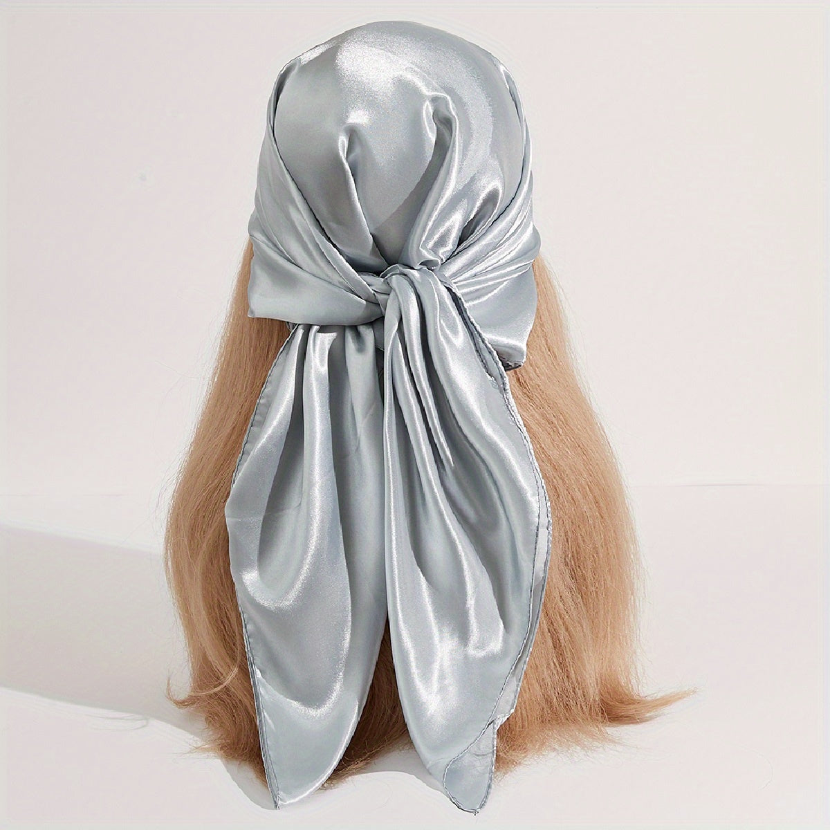 Solid Bandana Silk Satin Square Scarf Head Wrap Neckerchief