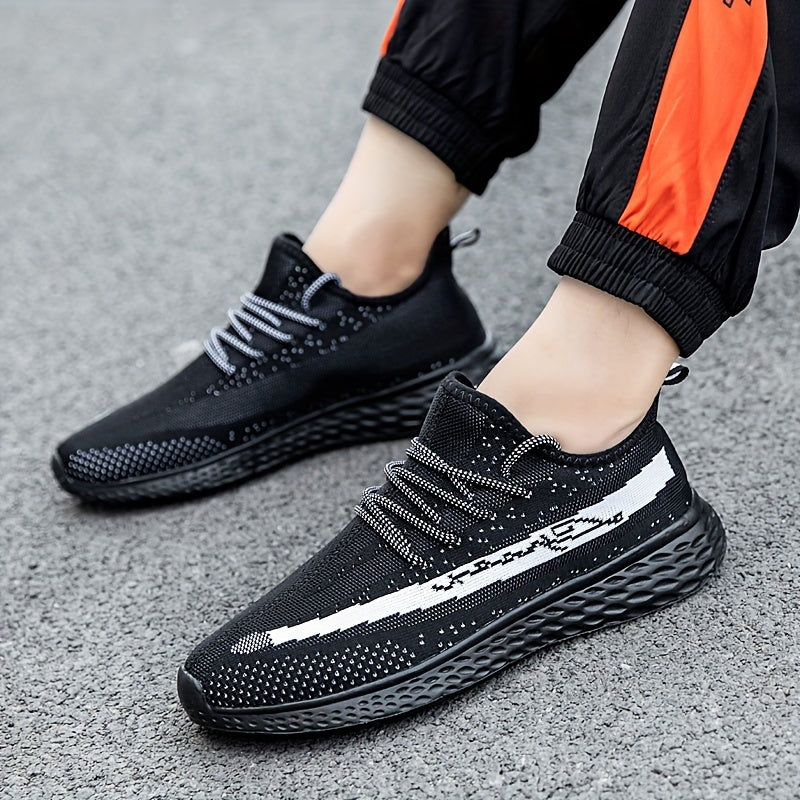  Men's Woven Knit Breathable Sneakers Non Slip Soft Sole Shoes