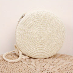 Straw Woven Crossbody Bag Braided Circle Purse Mini Beach Bag