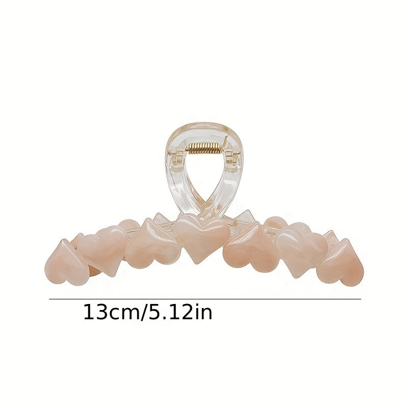 Jelly Heart Decor Hair Claw Clip - Nonslip Ponytail Holder