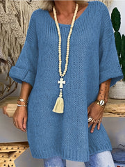  V-Neck Half Sleeve Tunic Sweater