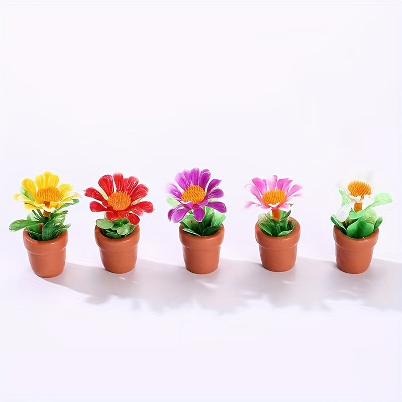 5pcs Artificial Flowers for Doll Houses Fairy Gardens