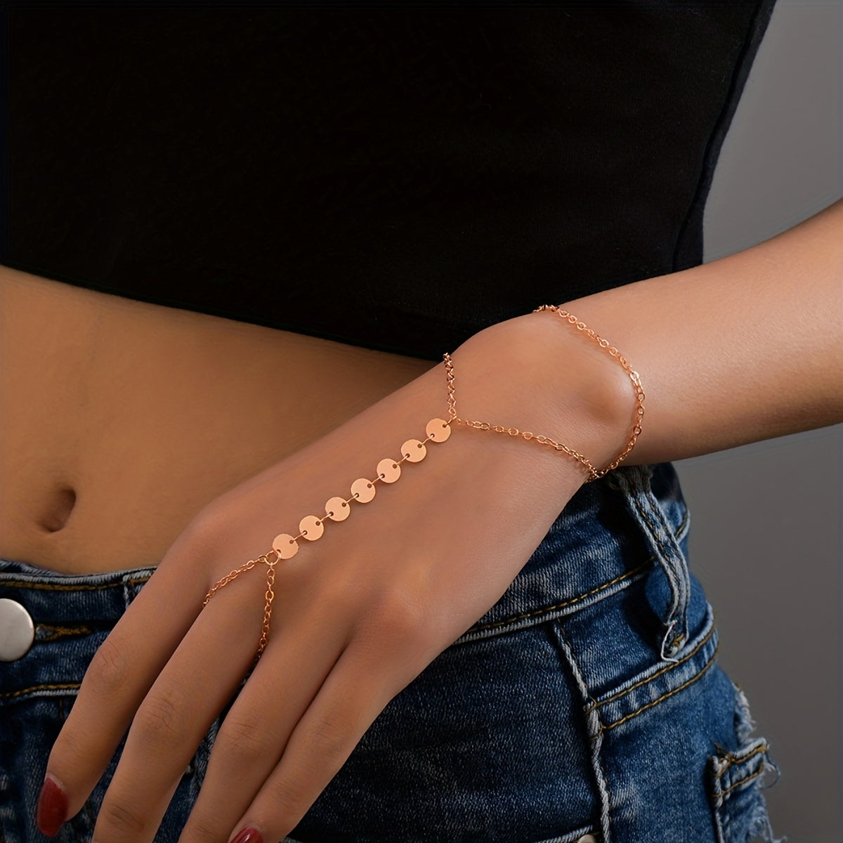 Double Layer Chain Finger Mitten Bracelet for Women