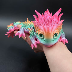 Chubby Forest Dragon Figurine 3D Printed Fantasy Desk Accessories