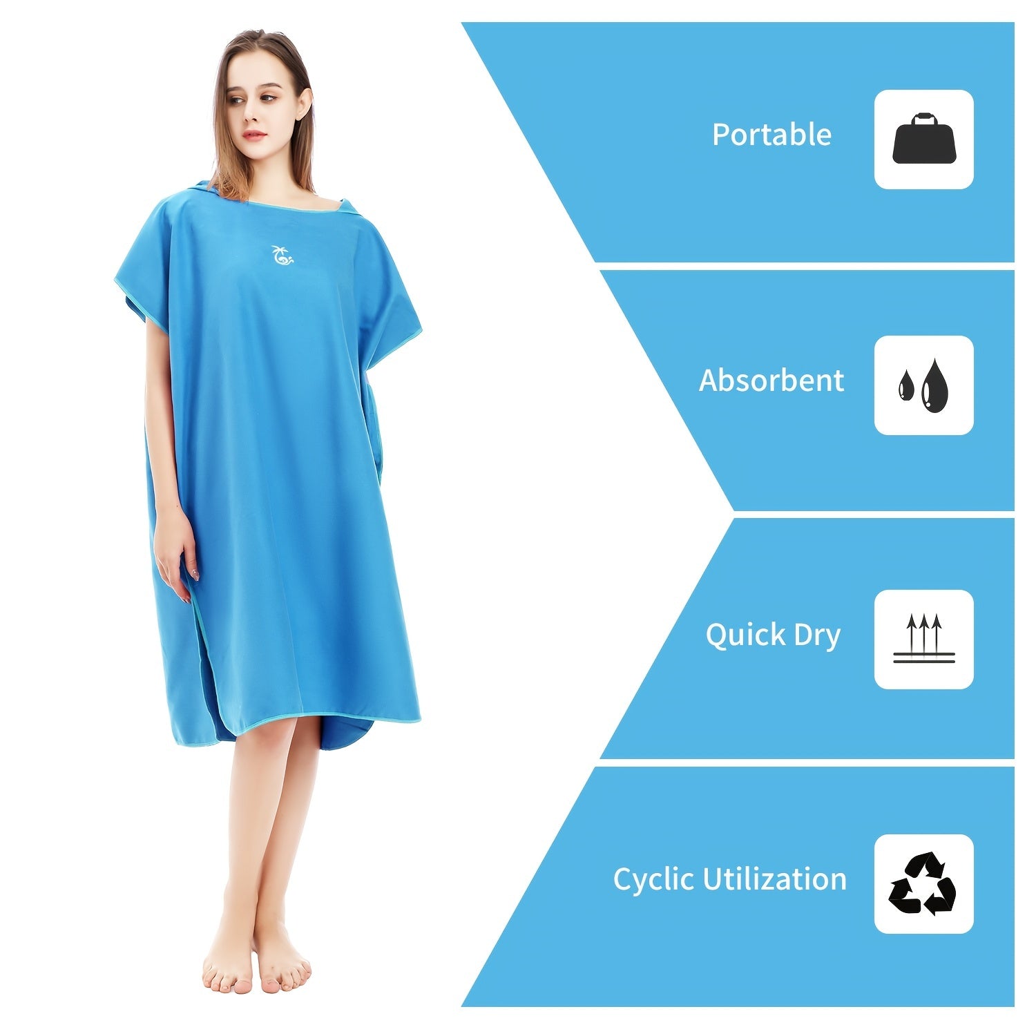 Mutao Portable Changing Robe Towel with Hooded Poncho for Surfing Swimming
