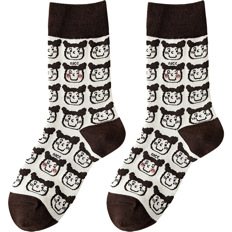 5 Pairs Cute Cartoon Print Socks for Women