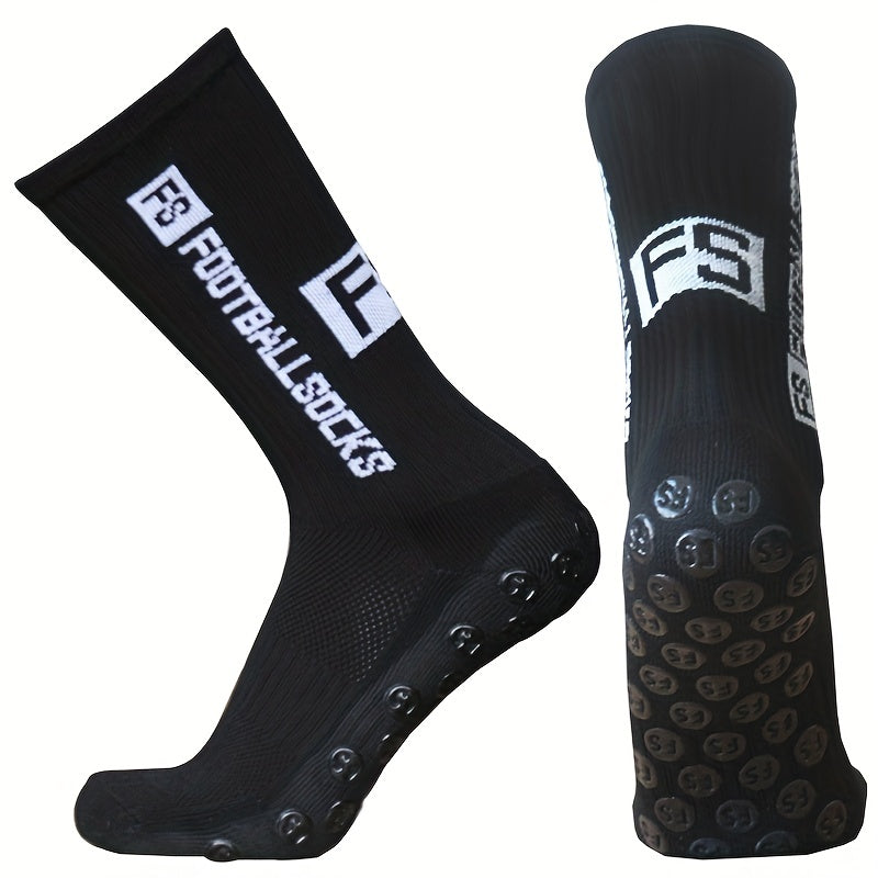 Breathable Anti-Slip Mid Calf Socks Outdoor Sports Football Letter Pattern