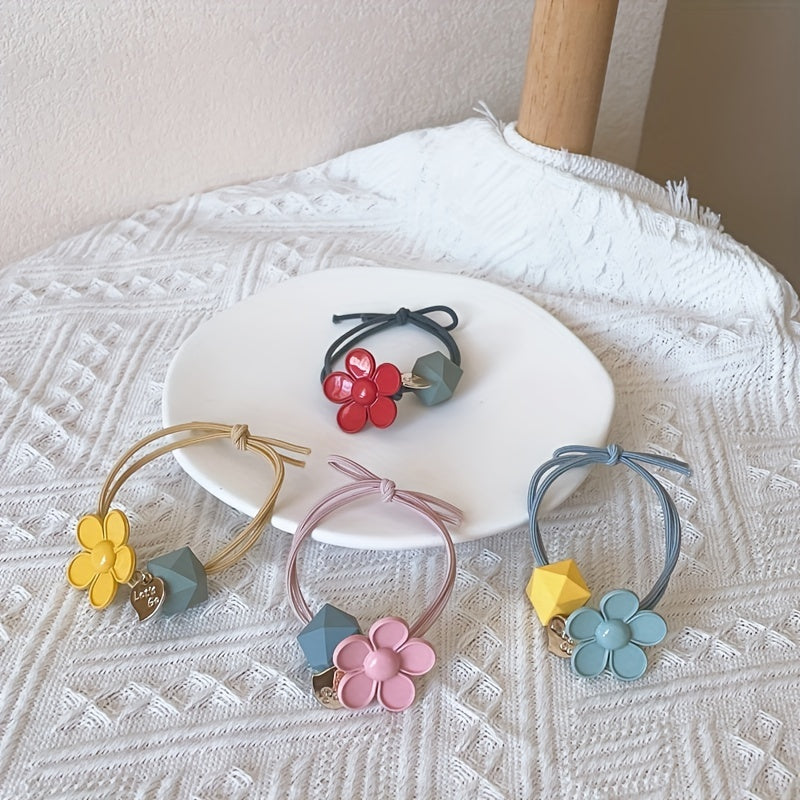 Candy Flower Beaded Hair Tie Elastic Hair Rope Hair Accessories