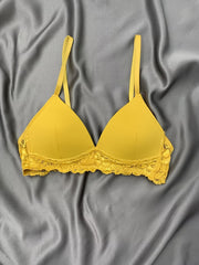 Soft Wireless Lace Trim Bra Thin Everyday Bra