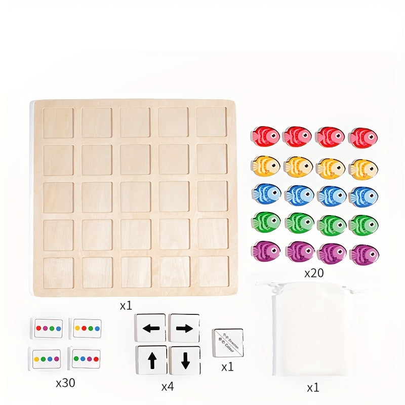 Wooden Fish Direction Game Arrow & Sorting Educational Toy for Kids