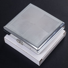 Men's 20 Pack Steel Cigarette Case, Stress Resistant, Silver Gray