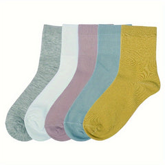10 Pairs Casual Solid Sports Socks Women's Stockings