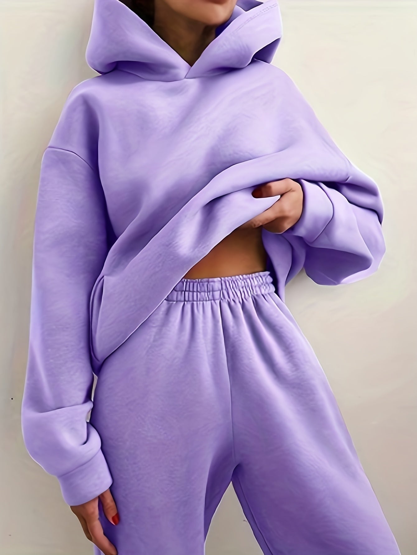 Casual Solid Two piece Set Hoodies & Jog