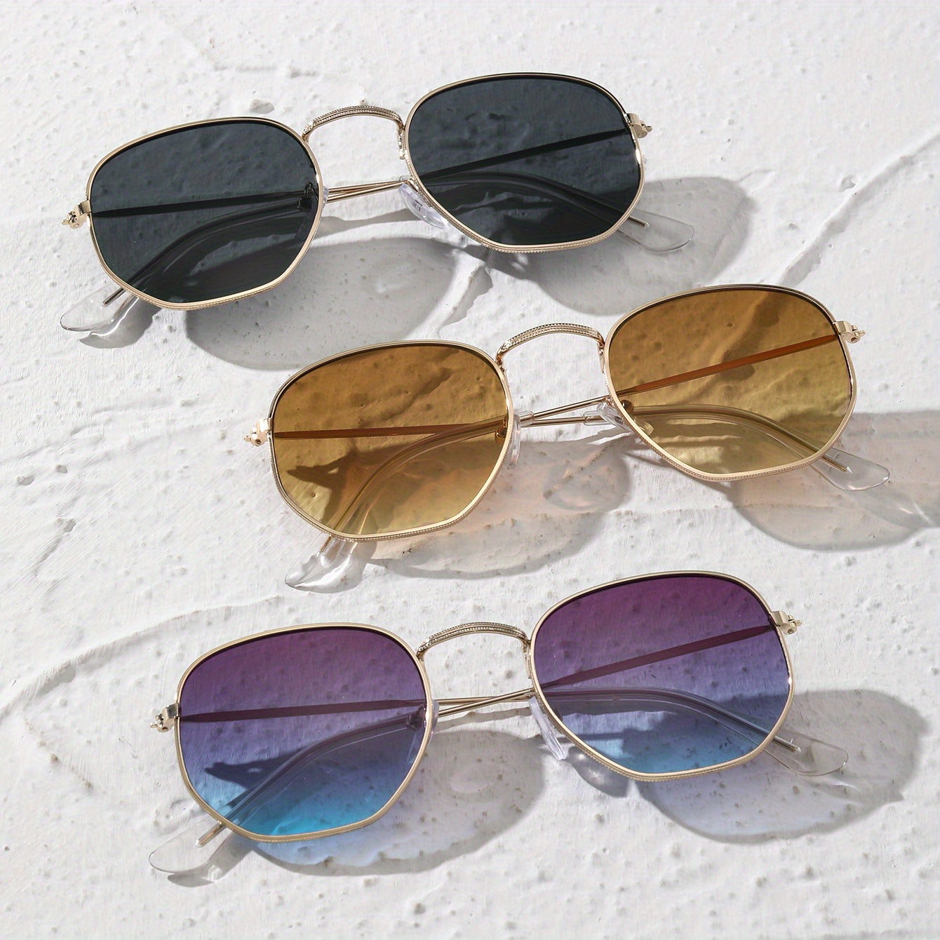 Square Metal Sunglasses Anti Glare UV400