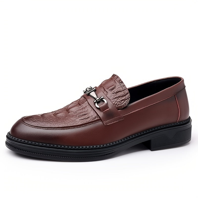 Crocodile Embossed Pointed Top Formal Dress Shoes for Wedding Business