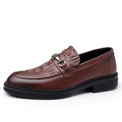 Crocodile Embossed Pointed Top Formal Dress Shoes for Wedding Business
