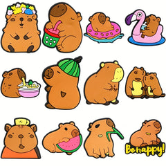 12pcs Animal Cartoon Rings Capybara Image Happy Capybara Ring Birthday Party