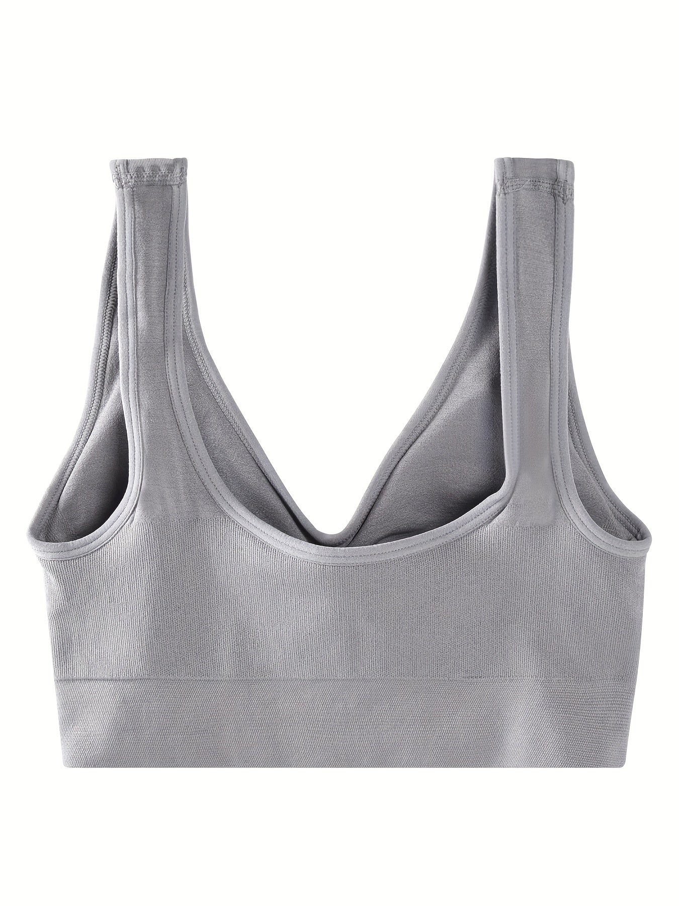  Sports Bra Women's Plus Solid Round Neck Full Coverage Seamless Medium