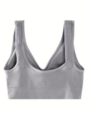  Sports Bra Women's Plus Solid Round Neck Full Coverage Seamless Medium