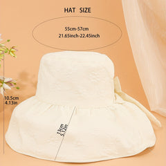 Embossed Wide Brim Sun Hat UV Protection Large Bucket Hat