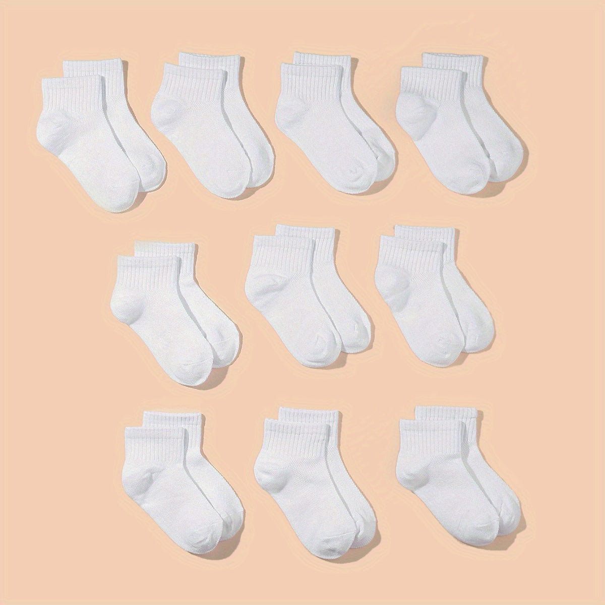 10 Pairs Unisex Daily Casual Short Socks For Boys And Girls