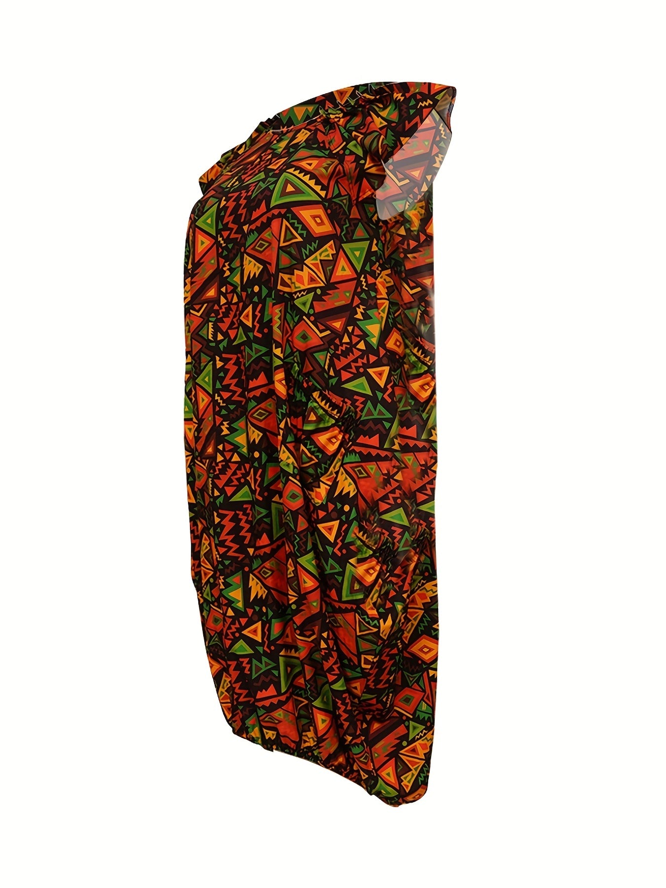  Women's Geometric Print Ruffle Sleeve Dress
