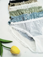 6pcs Polka Dot Mesh Briefs Stretchy Intimates Panties