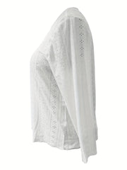  Eyelet Embroidered Long Sleeve Top