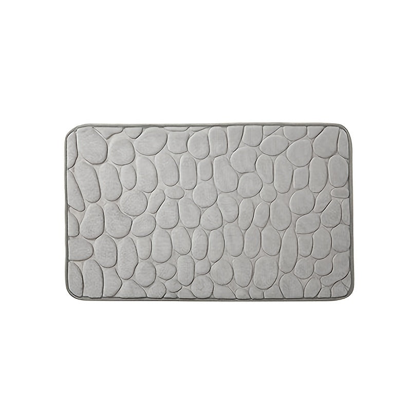 Memory Foam Bath Rug Cobblestone Embossed Bathroom Mat