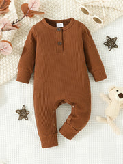 Newborn Boys Knitted Romper Casual Thermal Long Sleeve Jumpsuit Dark Brown