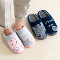 Cartoon Cat Memory Foam Slippers, Cozy Unisex Indoor House Shoes