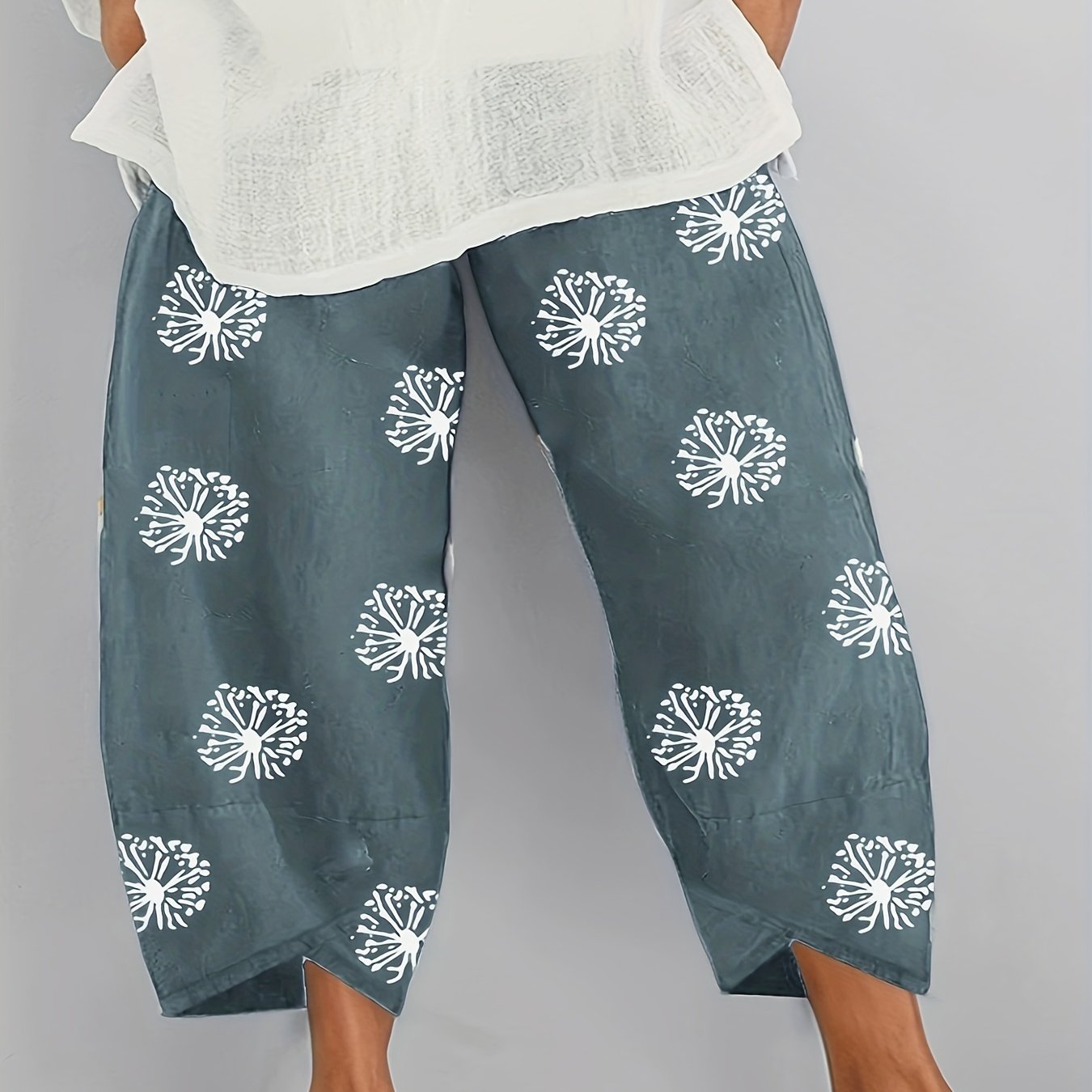 Women's Plus Dandelion Print Wide Leg Pants