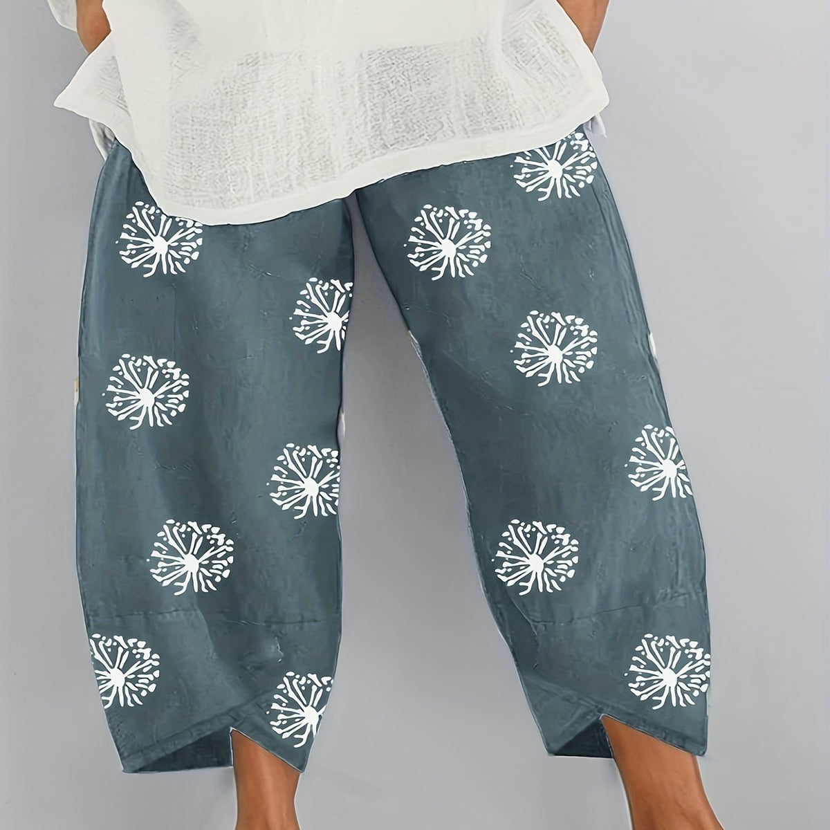 Women's Plus Dandelion Print Wide Leg Pants