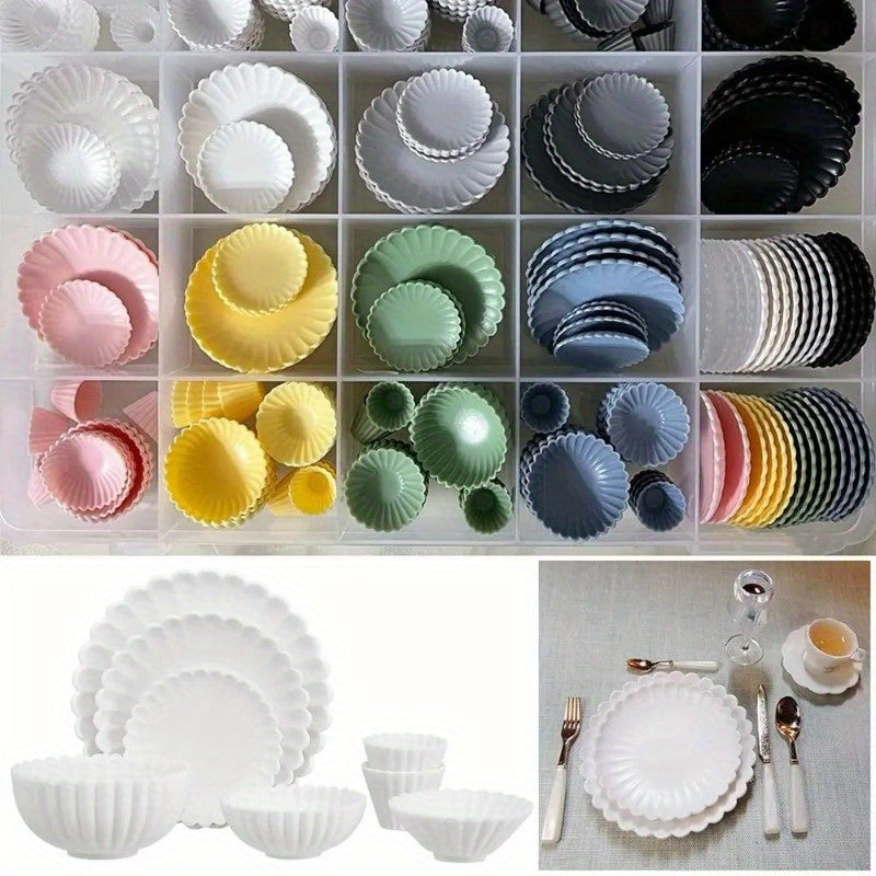 8pcs 1:6 Dollhouse Tableware Utensil Set for Kitchen Furniture Photo Props