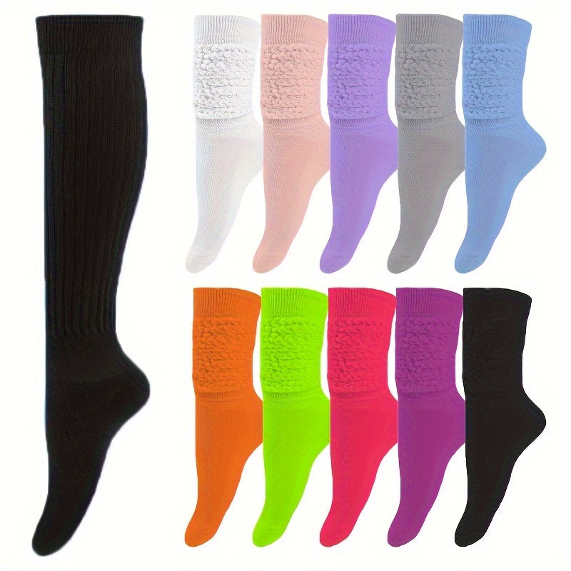 Women's Solid Calf Socks Warm & Comfy Knee High Stockings