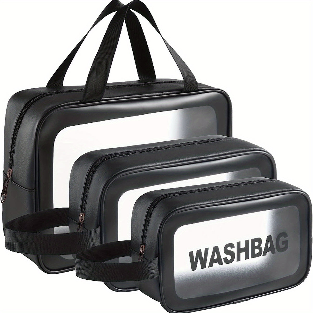 3Pcs Clear Travel Cosmetic Bag Set Waterproof Makeup Bag Portable Toiletry Bag
